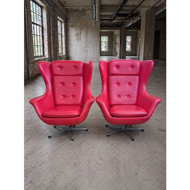 Scandinavian Modern High-Back Swivel Lounge Chairs in Leather & Aluminum from UP Závody Rousínov, Czechoslovakia, 1960s, Set of 2 For Sale - Image 10 of 10