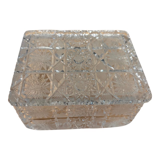 1930s Cut Crystal Trinket Box For Sale