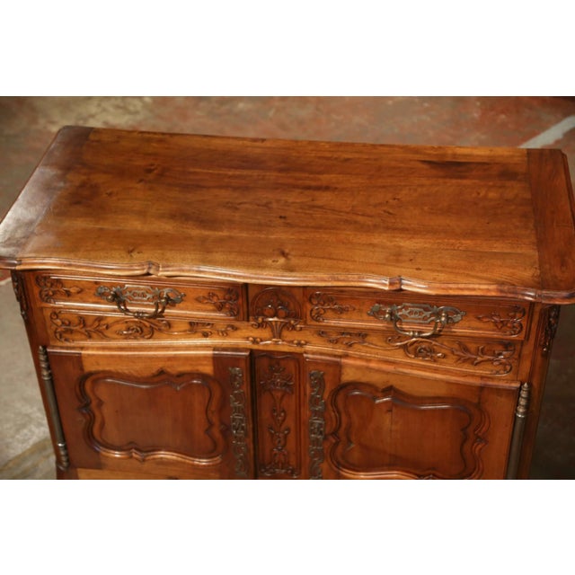 French 19th Century French Louis XV Carved Walnut Provincial Buffet From Provence For Sale - Image 3 of 13