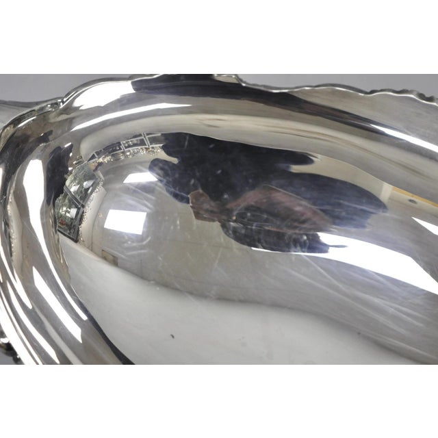 Vintage Lunt Victorian Silver Plated Oval Pedestal Base Rose Pattern Fruit Bowl For Sale - Image 11 of 17