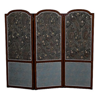 Fabric and Mahogany Screen, 1890s For Sale