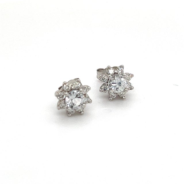 2010s Natural Sapphire Diamond Halo Stud Earrings 14k Gold 1.02 TCW Certified For Sale - Image 5 of 10