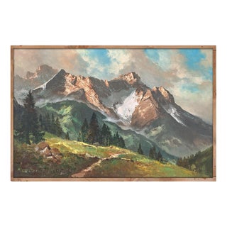 Arno Lemke, Waxenstein and Alpspitze, 1950s, Oil on Canvas For Sale