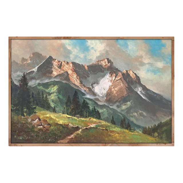 Arno Lemke, Waxenstein and Alpspitze, 1950s, Oil on Canvas For Sale