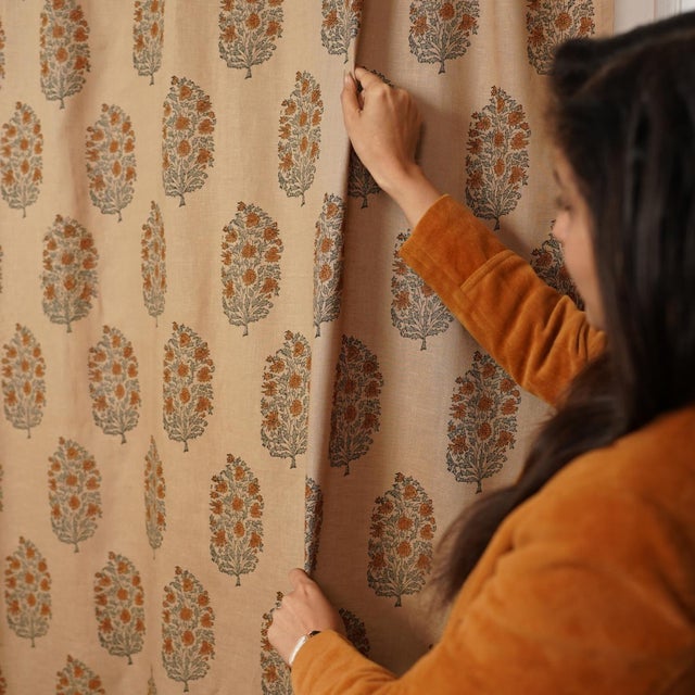 Textile Premium Colored Linen Window Curtain Light Filtering Decorative Single Panel Size 54"x72" Inch - Virat For Sale - Image 7 of 7