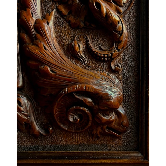 Brown Antique Renaissance Revival Walnut Carved Cherub Wall Panel, 1800s For Sale - Image 8 of 15