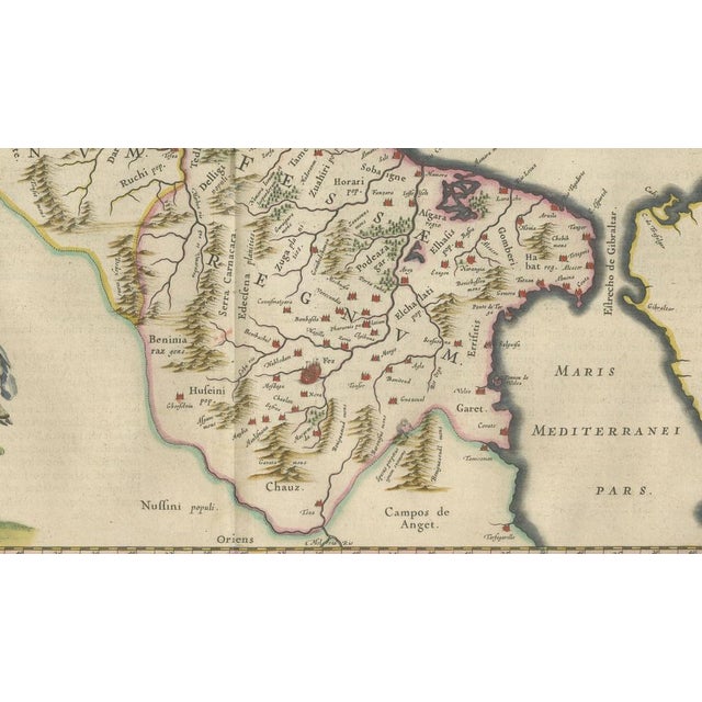 Antique Hand-Colored Map of Morocco with Fez and Marrakesh from Blaeu, 1642 For Sale - Image 10 of 11