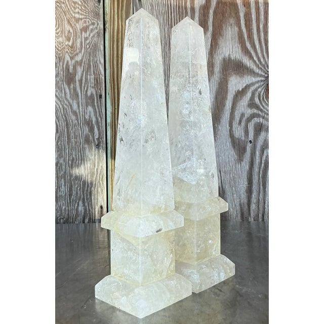 Vintage Boho Rock Crystal Obelisks - a Pair For Sale In West Palm - Image 6 of 9