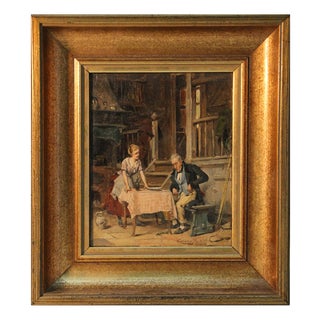 Gerard Portielje, Tavern Interior Scene, 19th Century, Oil on Wood, Framed For Sale