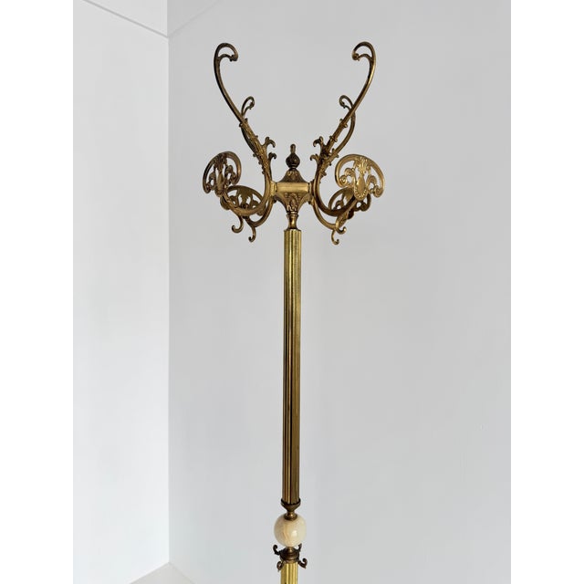 Mid-Century Modern Vintage Italian Brass Hall Tree with Marble Sphere and Rotating Crown, 1960s For Sale - Image 3 of 18
