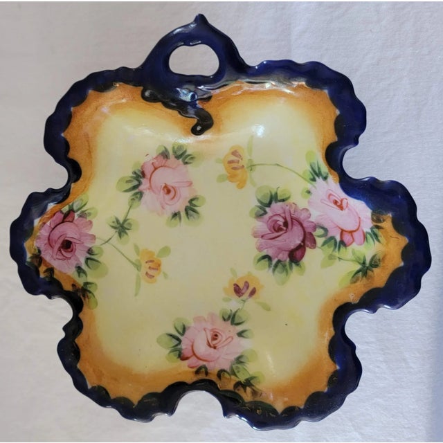 1870 Nippon Footed Six-Sided Star Candy Dish With Cobalt on Handle & Edge For Sale In Palm Springs - Image 6 of 6