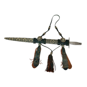 Mandinka Ceremonial Sword With Decorated Green Leather Scabbard West Africa 1950
