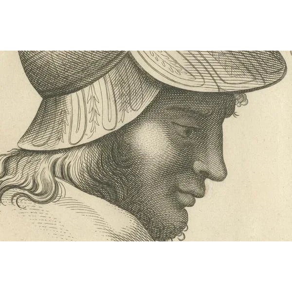 Mid 18th Century Pigné, Dialogue of Eras: Cap and Feather in Profile, 1740, Engraving For Sale - Image 5 of 7