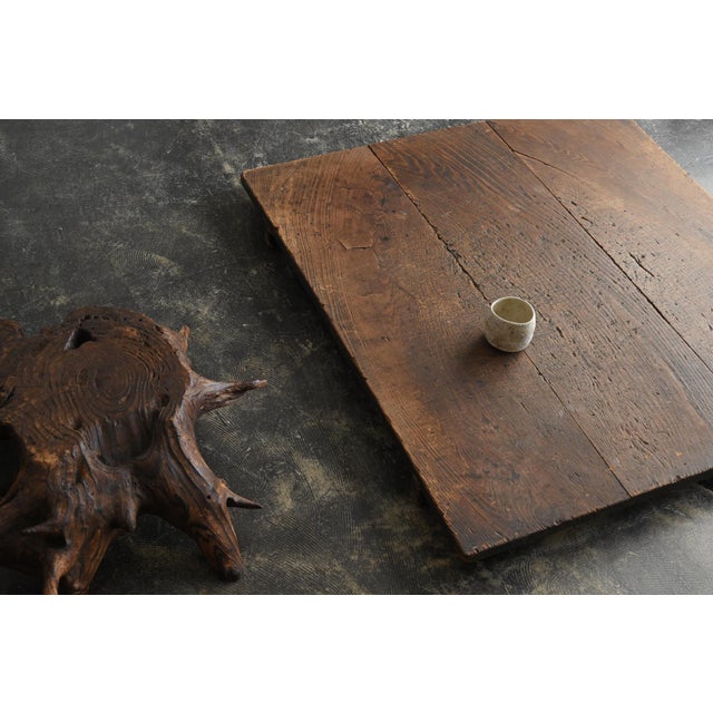 Antique Japanese Wooden Work Board / Wall-Mounted Object/ Wabi-Sabi Low Table For Sale - Image 17 of 18