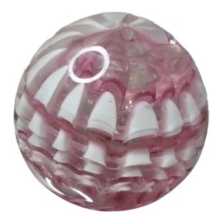 1980s Gorgeous Signed Adam Jablonski Poland Pink Swirl Large Paperweight For Sale