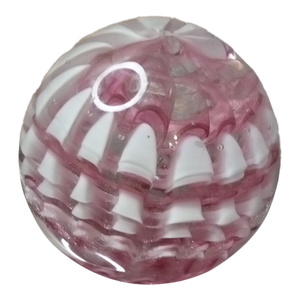 1980s Gorgeous Signed Adam Jablonski Poland Pink Swirl Large Paperweight