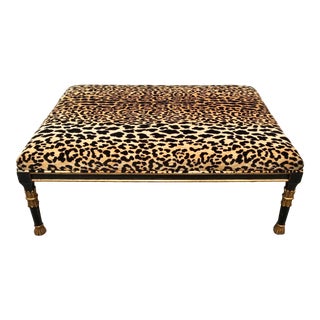 Continental Large Coffee Table Ottoman With Leopard Print Velvet For Sale