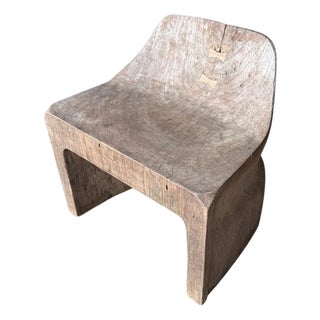 Andrianna Shamaris Sculptural Teak Wood Chair or Side Table For Sale