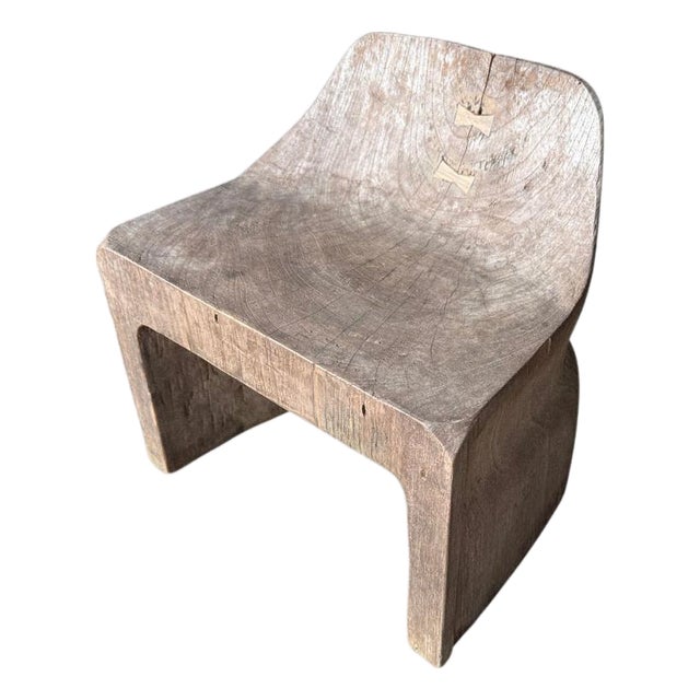 Andrianna Shamaris Sculptural Teak Wood Chair or Side Table For Sale