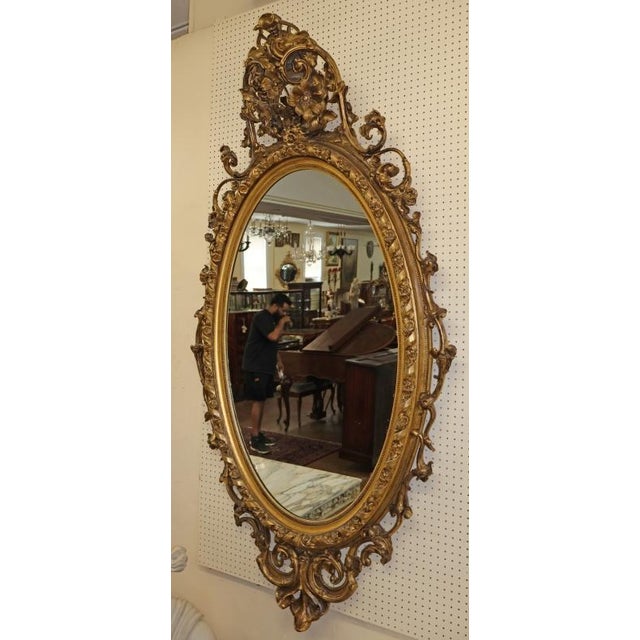 Large Mid 19th Century Gold Gilt American Philadelphia Floral Wall Mirror For Sale - Image 10 of 18