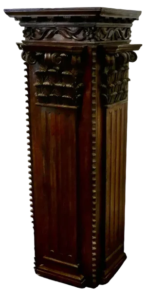 French Carved Oak Column Display Pedestal, 1850s
