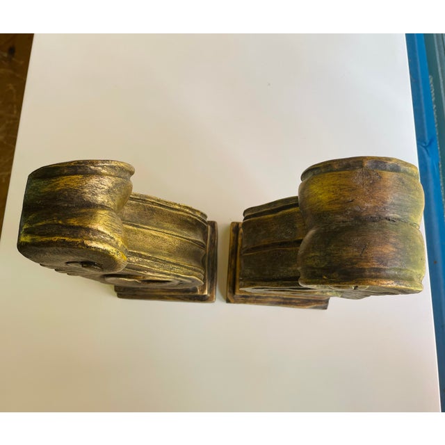 1990's Resin Gold Curtain Corbels Rod Swag Scarf Holders Set of 2 Chairish