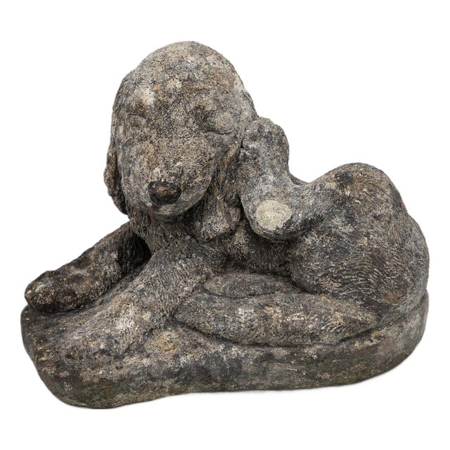 Reconstituted Stone Dog Spaniel Garden Ornament, England 20th Century For Sale