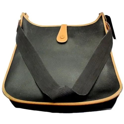 Hermes Evelyne Black + Brown Trim Leather GM Handbag Purse For Sale In Philadelphia - Image 6 of 7