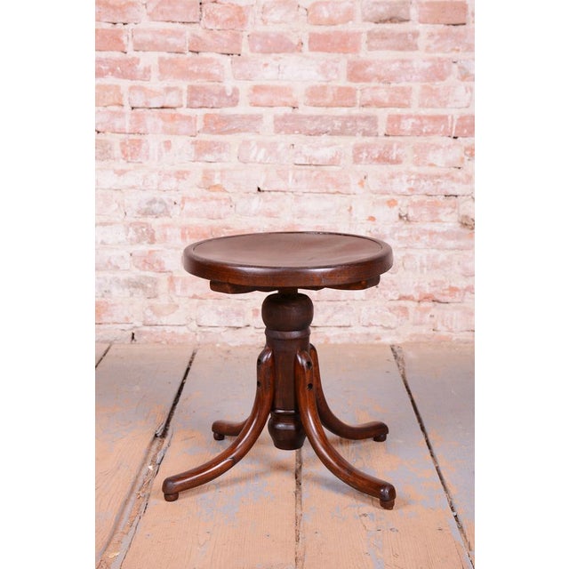 Thonet Art Deco Piano Swivel Stool in Beech from Thonet, Czech, 1930s For Sale - Image 4 of 10