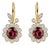 Art Nouveau Garnet Flower and Leaf Drop Earrings, Silver, Gold, Pair For Sale