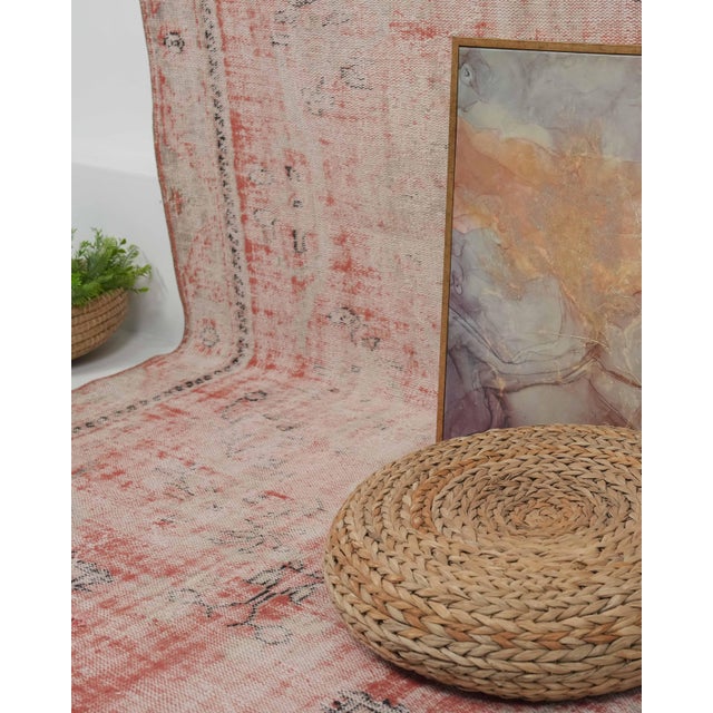 1970s Vintage Handmade Wool Cotton Red Area Rug For Sale - Image 12 of 12