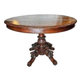 19th Century French Oak Hunt Tableau Animeaux Dining Table For Sale