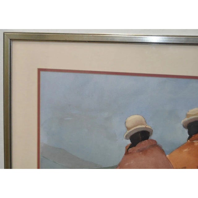 1980s Latin American Women W/ Calla Lilies Original Watercolor by Sabine For Sale - Image 5 of 7