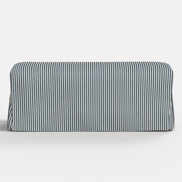 Not Yet Made - Made To Order Slipcover for Stoffer Home x Cloth & Company for Lindy Slipcover Dining Bench in Jane Stripe Denim For Sale - Image 5 of 5