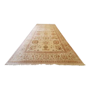 Antique Oushak Carpet, Handmade Turkish Oriental Rug, Beige, Taupe, Soft Gray