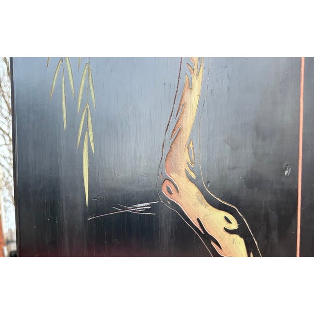 Mid 20th Century Asian Ebonized Coromandel 8 Panel Room Divider Screen For Sale - Image 14 of 15