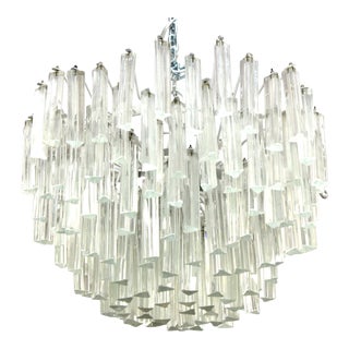 Venini Mid-Century Triedri Glass Prism Chandelier For Sale