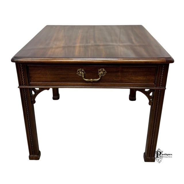 Henredon Vintage Henredon Chippendale Style Mahogany Side Table For Sale - Image 4 of 12