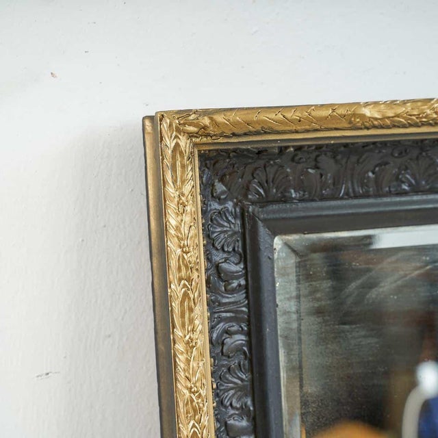 Mirror with Black and Gold Frame For Sale - Image 3 of 8