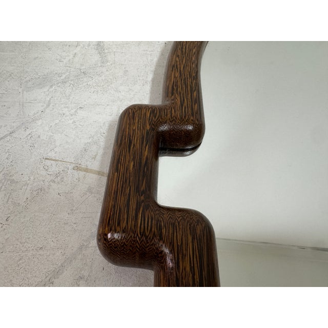 Wood Oval Shaped Mirror in Wenge by Robert Ingham For Sale - Image 7 of 9