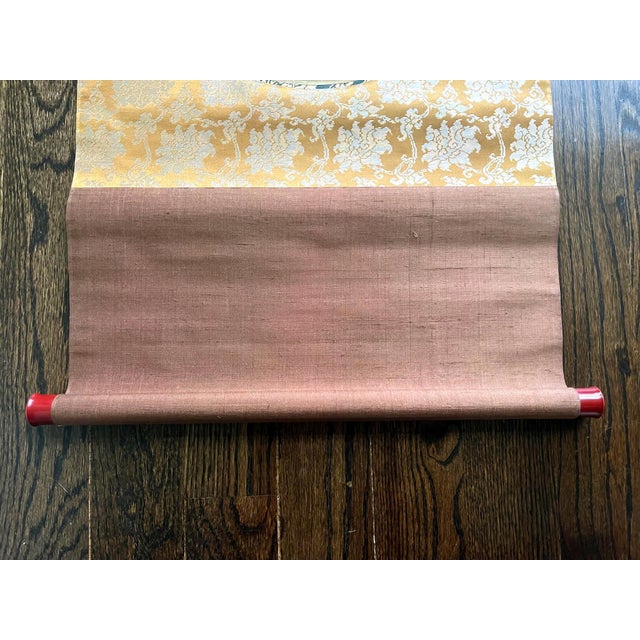Gold Japanese Silk Scroll of Daruma Hanabusa Itcho Edo Period For Sale - Image 8 of 11