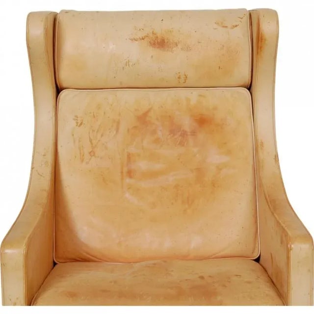 2204 Wing Chair in Natural Leather by Børge Mogensen, 2000s For Sale - Image 9 of 18