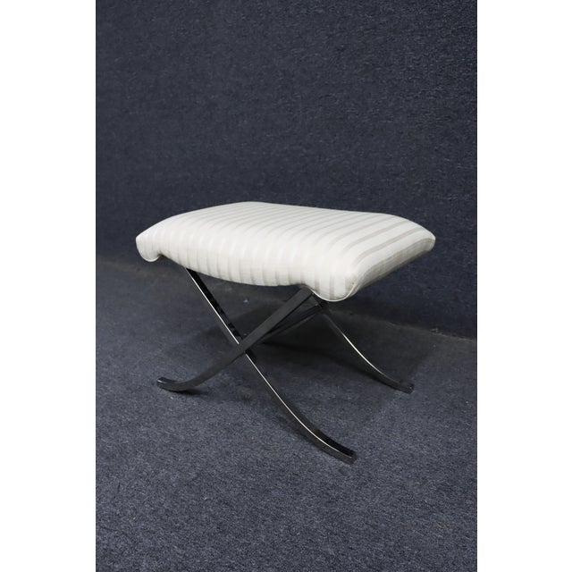 Mid Century Modern Style X-Base Chrome Stool For Sale In Philadelphia - Image 6 of 9