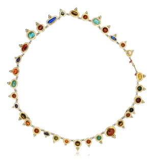 14k Gold Multi-Gemstone 24 Inch Necklace Cats-Eye
