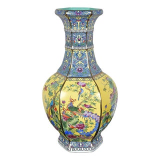 Asian Polychrome Porcelain Vase For Sale