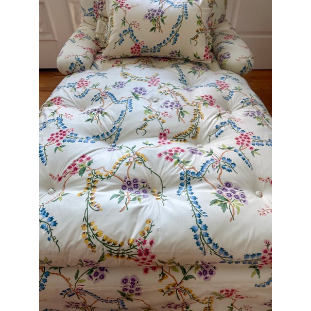 Custom French Brunschwig & Fils Down Filled Floral Botanical Colorful Chintz Chaise For Sale - Image 14 of 14