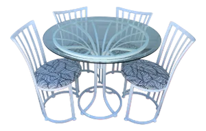 Modern Sculptural Indoor/Outdoor Dinette Table & 4 Chairs