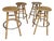 Late 20th Century Four (4) 30" Solid Oak Swivel Pub Bar Stools W/ Brass Footrests For Sale