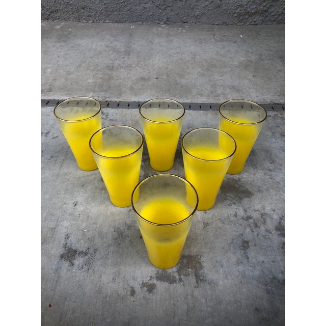 Vintage / Mid Century Modern Blendo West Virginia Glass Yellow Pitcher and Glasses - 7 Piece Set For Sale - Image 12 of 13