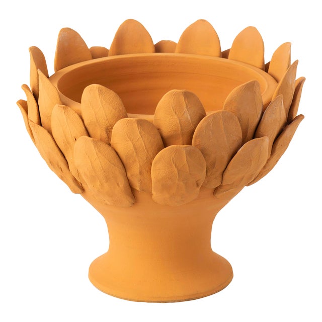Terracotta Artichoke Footed Centerpiece, Large For Sale